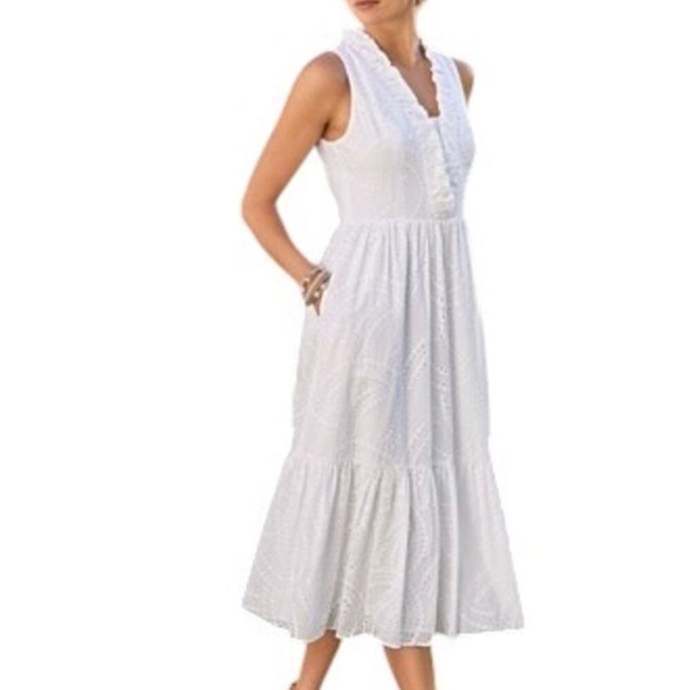 Lilly Pulitzer Shandi Midi Dress in Resort White Paradise Swirl Eyelet 8